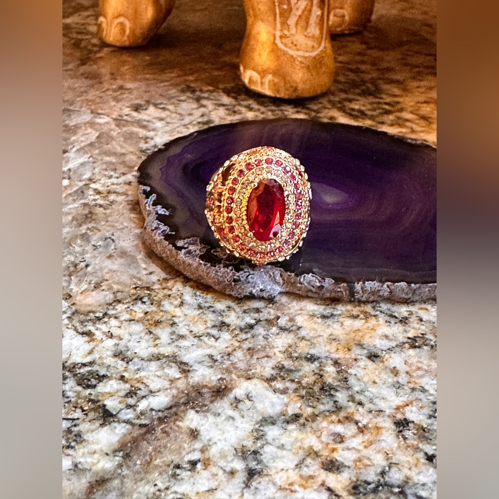 Gold Ruby Cz Solitaire Ring